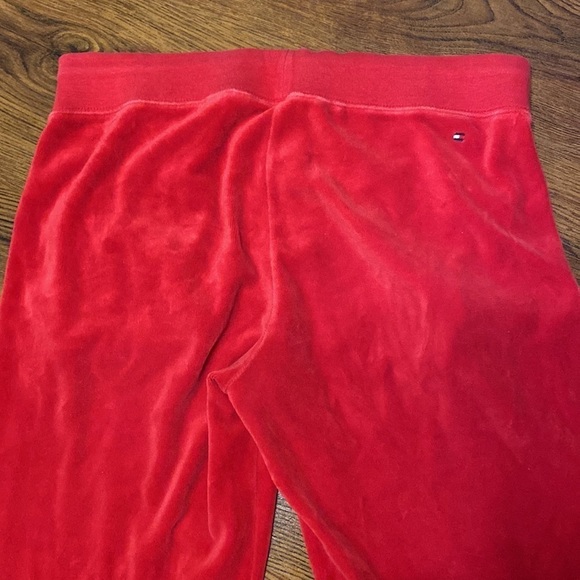 🌷 Tommy Hilfiger 🌷 Red Velour Straight Flare Leg Lounge Pants - Picture 8 of 10